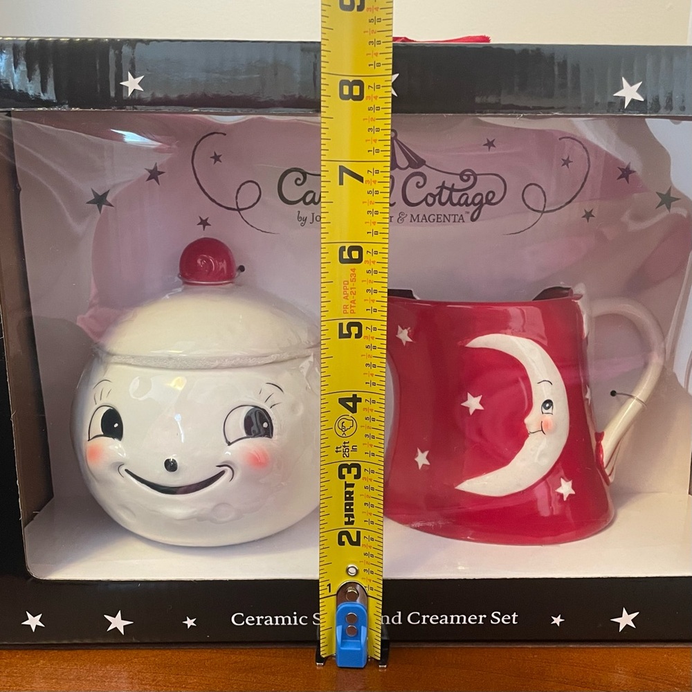 NIB JOHANNA PARKER LUNA SUGAR BOWL & CREAMER SET Laughing Moon Ceramic Coffee - Picture 12 of 12